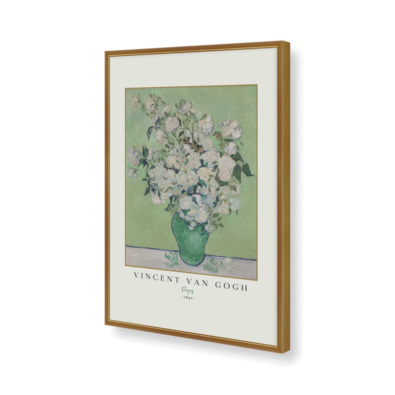 Van Gogh's Roses, reproduction de 1890, H 37,25 po x l 25,25 po x P 1,25 po, Reproduction encadrée sans passe-partout 1