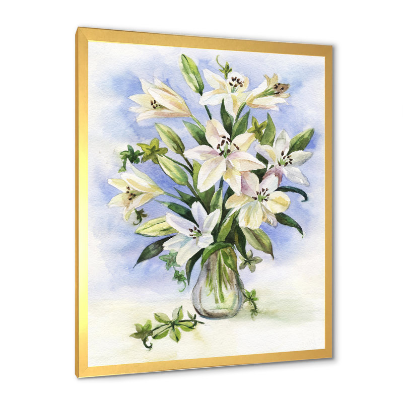 Bouquet de lys blancs - Décoration murale traditionnelle sur toile, H 44 po x l 34 po x P 1,5 po