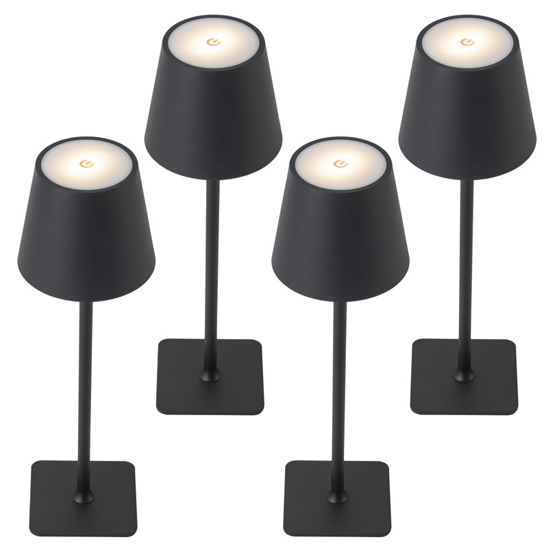 4-pack 14”  Led Cordless Table Lamp, 3cct Dimmable Portable Desk Lamps, Black, Black
