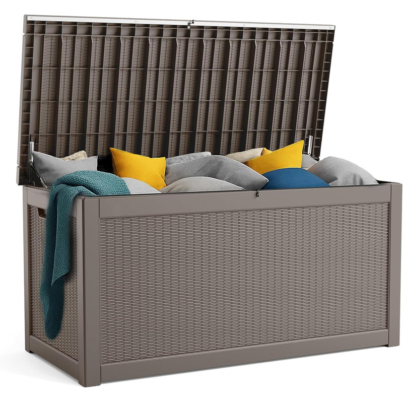 260Gallon Outdoor Patio Storage, Extra Large Deck Box (Brown), Brown