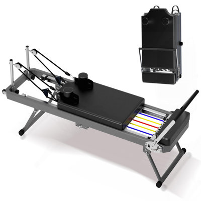 Extra Large Pilates Reformer - Équipement de remise en forme multifonctionnel à la maison, capacité de 395 lb, avec cordes de résistance dynamique et rebond aérobie, améliore la posture, renforce la force, réduit le stress, noir