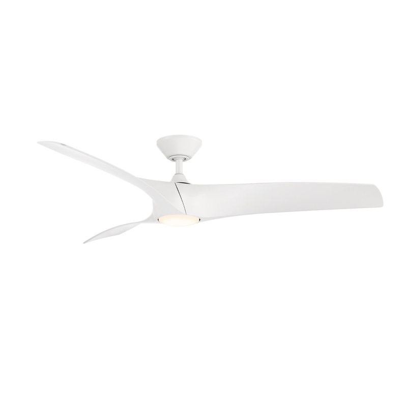 Zephyr 3 - Blade Outdoor/Indoor Smart Ceiling Fan with Light Kit And Remote Control Included, 52", Matte White
