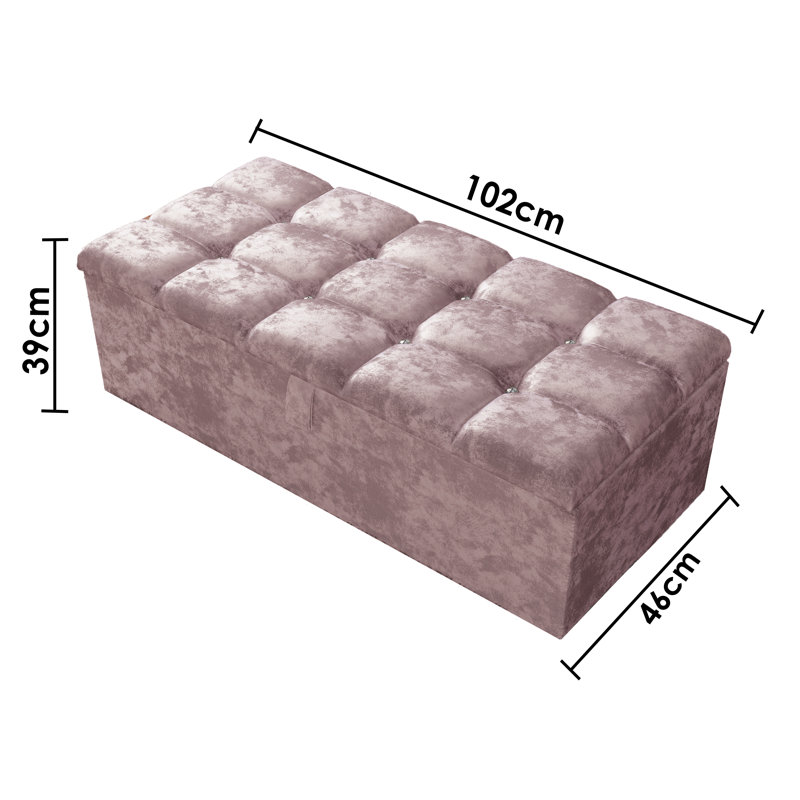 Ontario 102cm Wide Rectangle Geometric Standard Ottoman with Storage, Pink