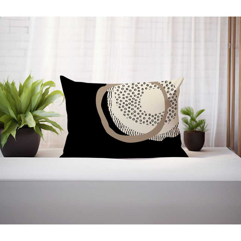Coussin lombaire réversible intérieur / extérieur Vikka, H 14 po x l 20 po, Beige/Black/Off-White