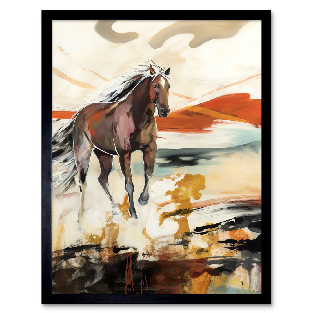Kable Horse Galloping Across A Barren Desert Landscape - Single Picture Frame Print