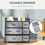 HOMCOM Chest of Drawers with 7 Foldable Drawers 3-Tier Fabric Grey