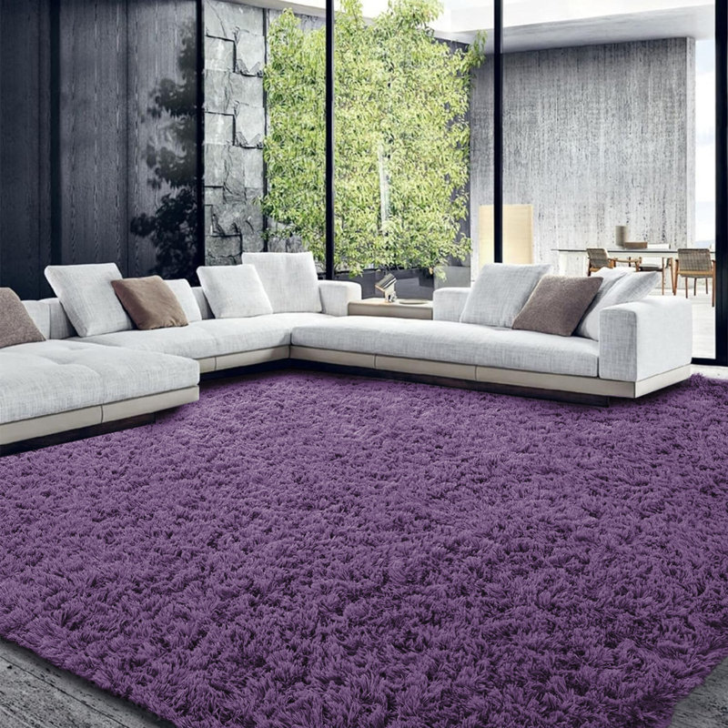 Tapis à poil long Shahen, Rectangulaire 4 pi x 6 pi, Mauve