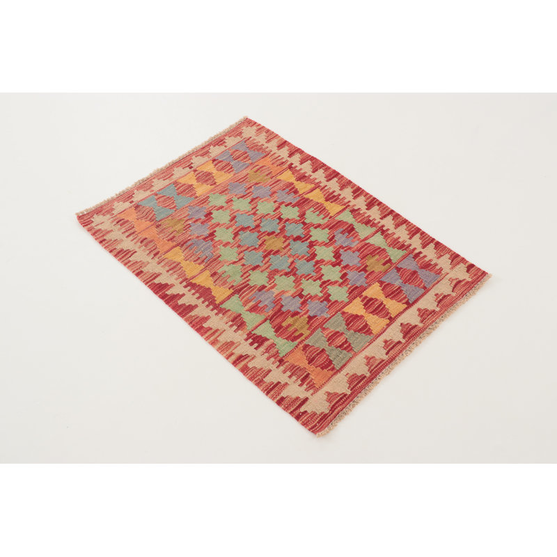 Geometric Wool Hand Woven 60cm X 90cm Area Rug