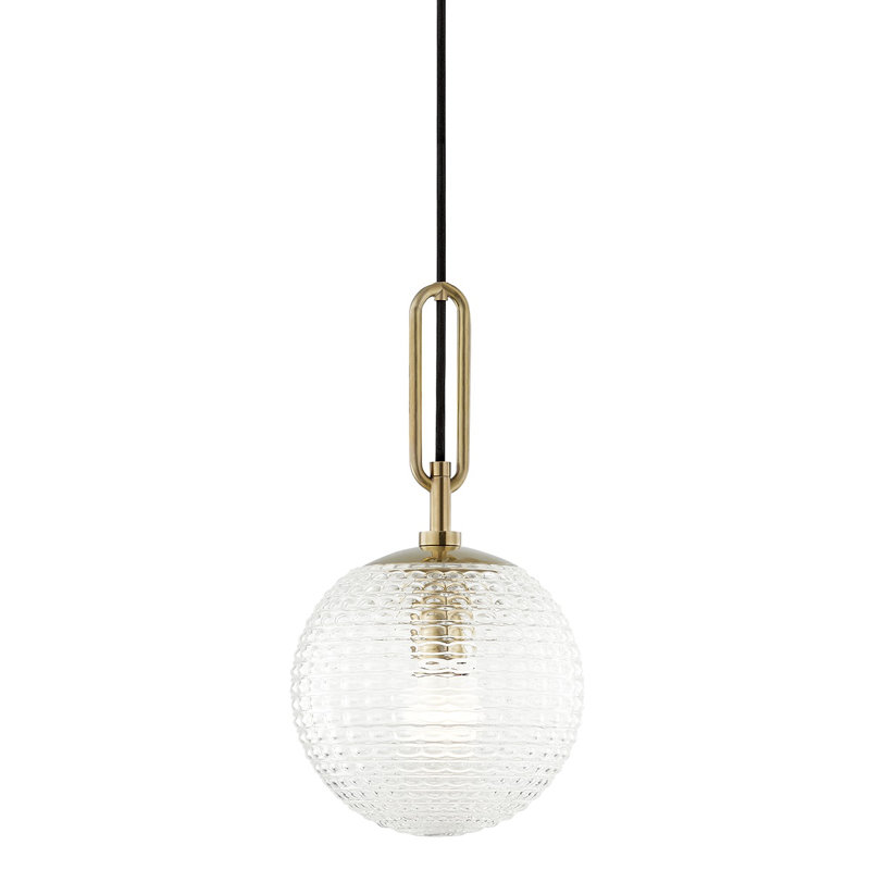 Jewett 1 - Light Single Globe Pendant, Aged Brass
