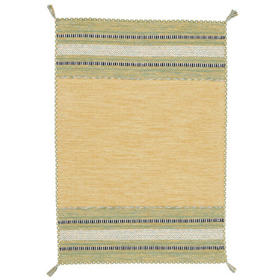 Azizi Striped Hand Woven Cotton Yellow Rug