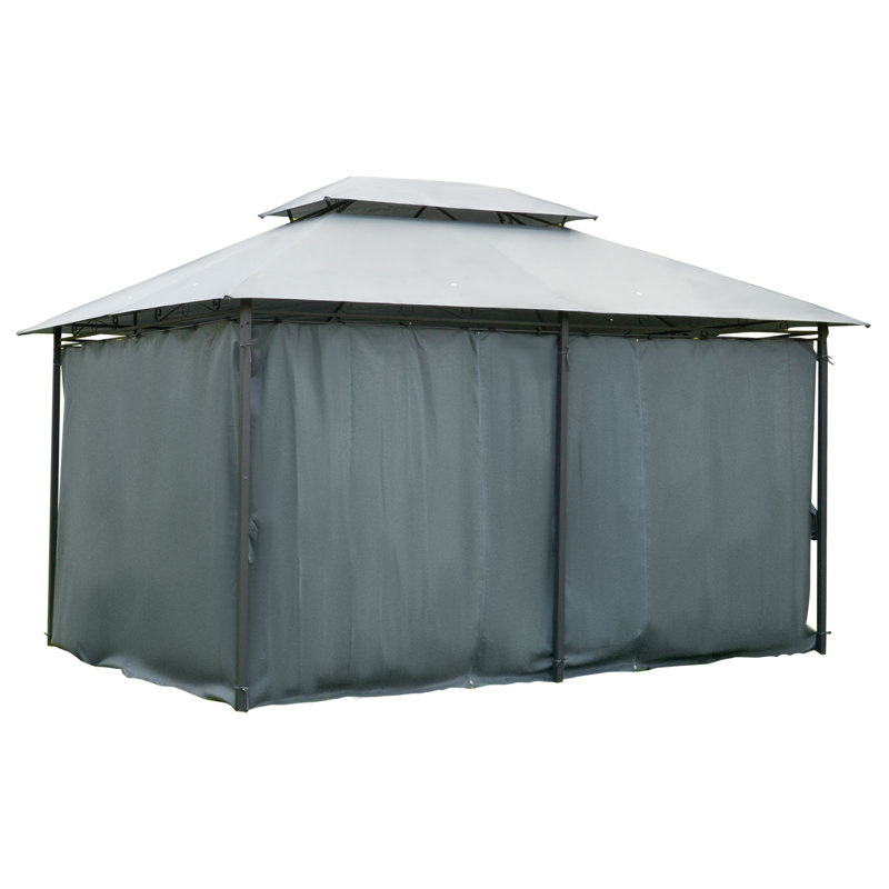 Pavillon de jardin portatif en métal x P 10 pi, Gris