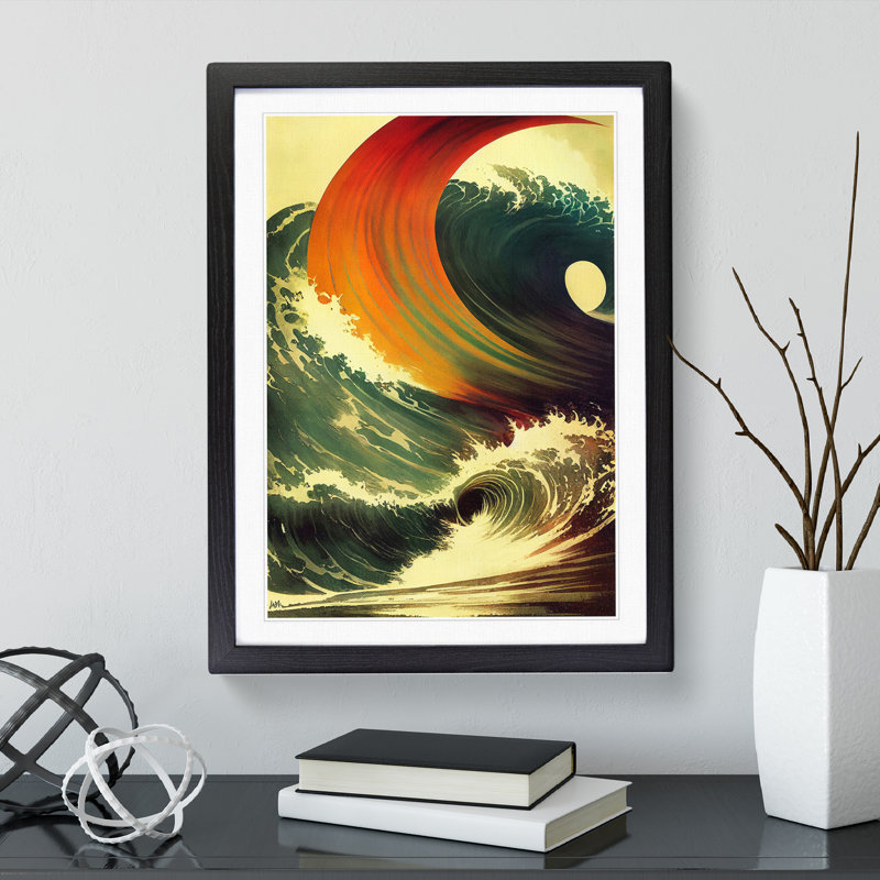 Unique Ocean Wave - Single Picture Frame Painting, 64cm H x 46cm W x 2cm D, Black Framed