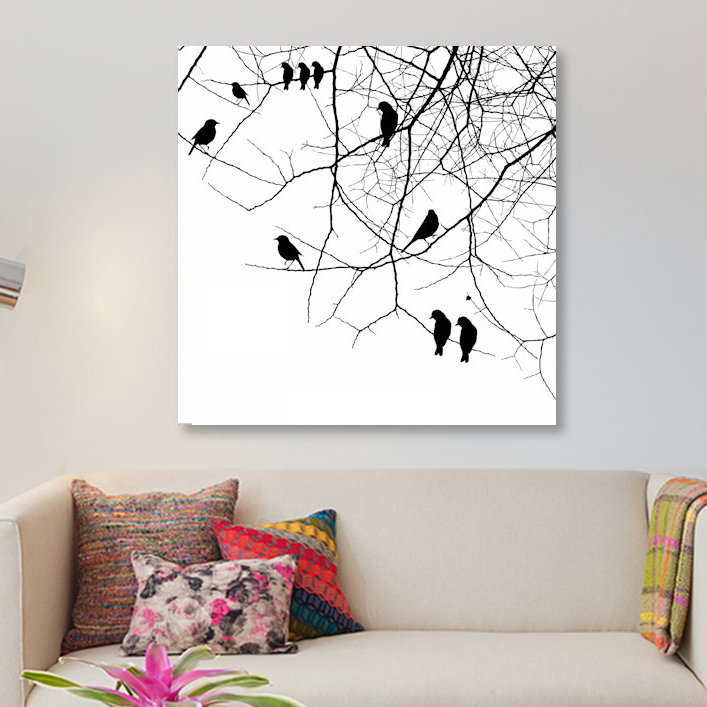 «Birds II» par GraphINC - impression d'art graphique, H 12 po x l 12 po x P 1,5 po, Pas de tapis, Toile tendue