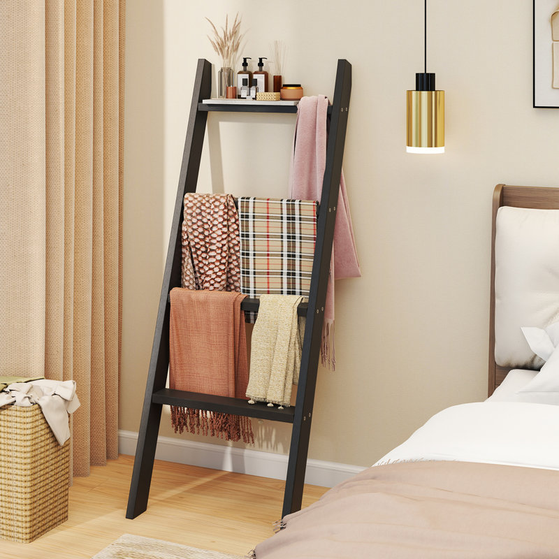 Wood Towel Stand, Black
