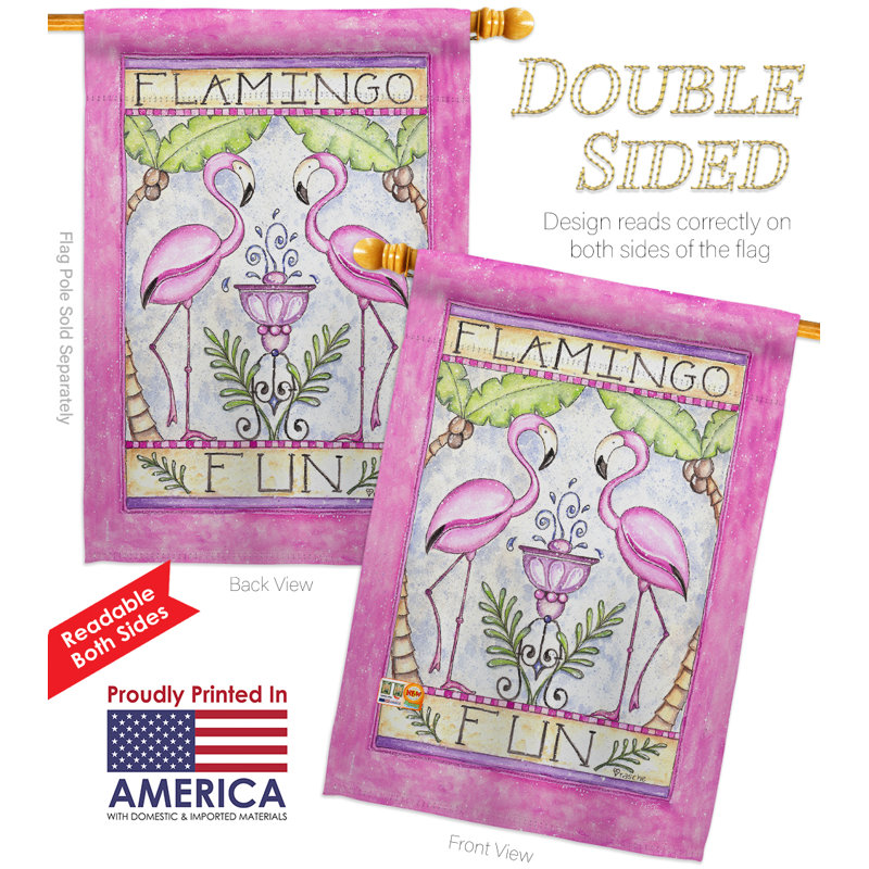 2 faces de polyester flamant rose 40 x 28 po Ensemble de drapeaux