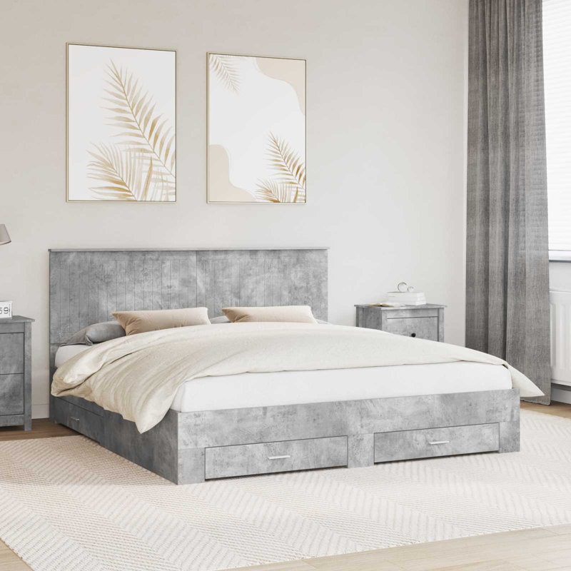 Bed Frame, 180 x 200cm, Concrete Grey