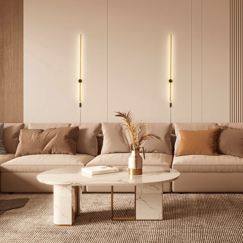 Appliques murales à DEL avec luminaires Harrower, Or, H 38,9 po x l 2,4 po x P 2,9 po