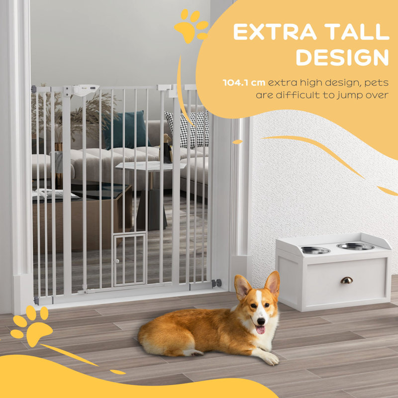 Barrière pour animaux en plastique avec porte Emrush, Blanc