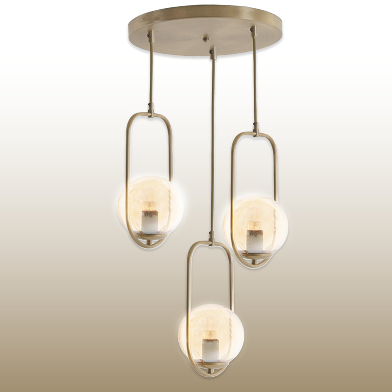 Adjustable Height 3 Lights Globe Cluster Pendant, Transparent