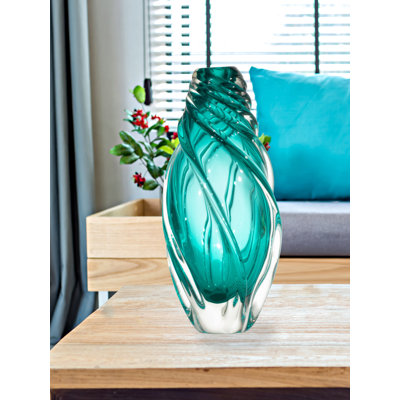 Vase de table en verre 12,75 "Varrick Aqua