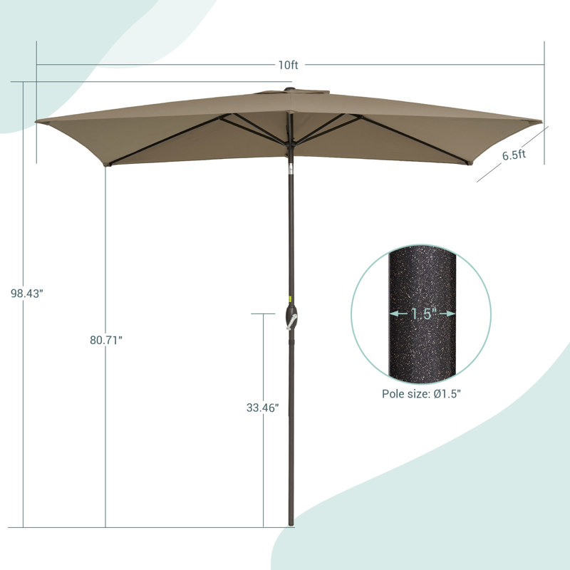 Parasol de marché éclairé 6 pi x 9 pi Krol, Taupe