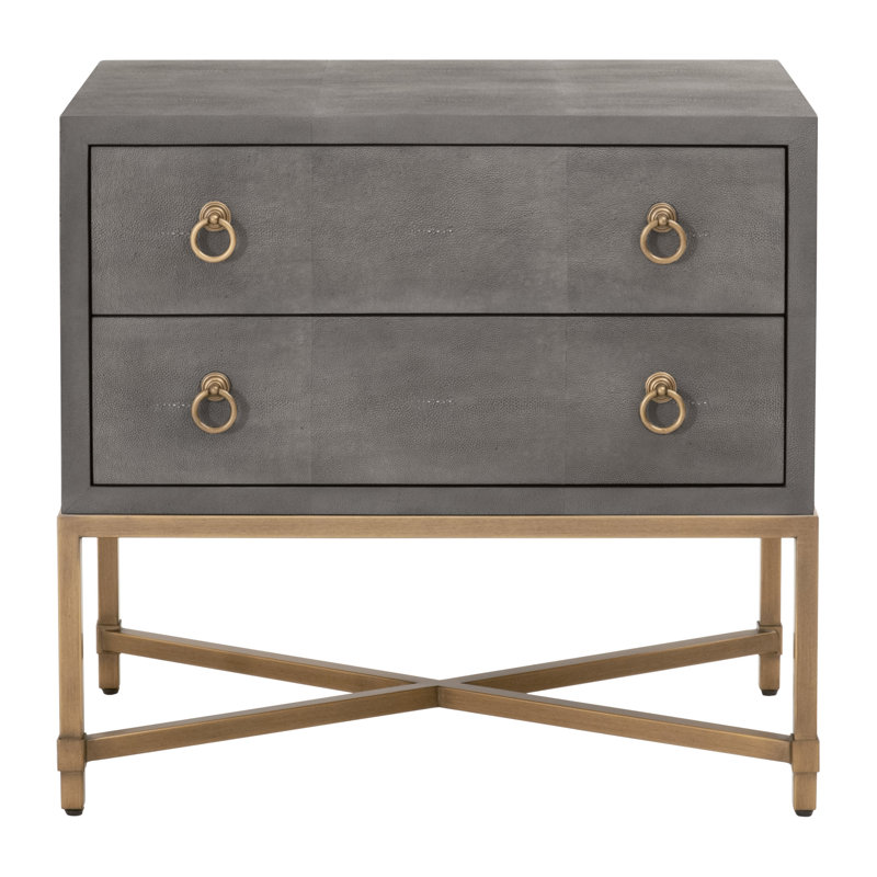 Mercato 32'' W Metal Nightstand, Gray Shagreen