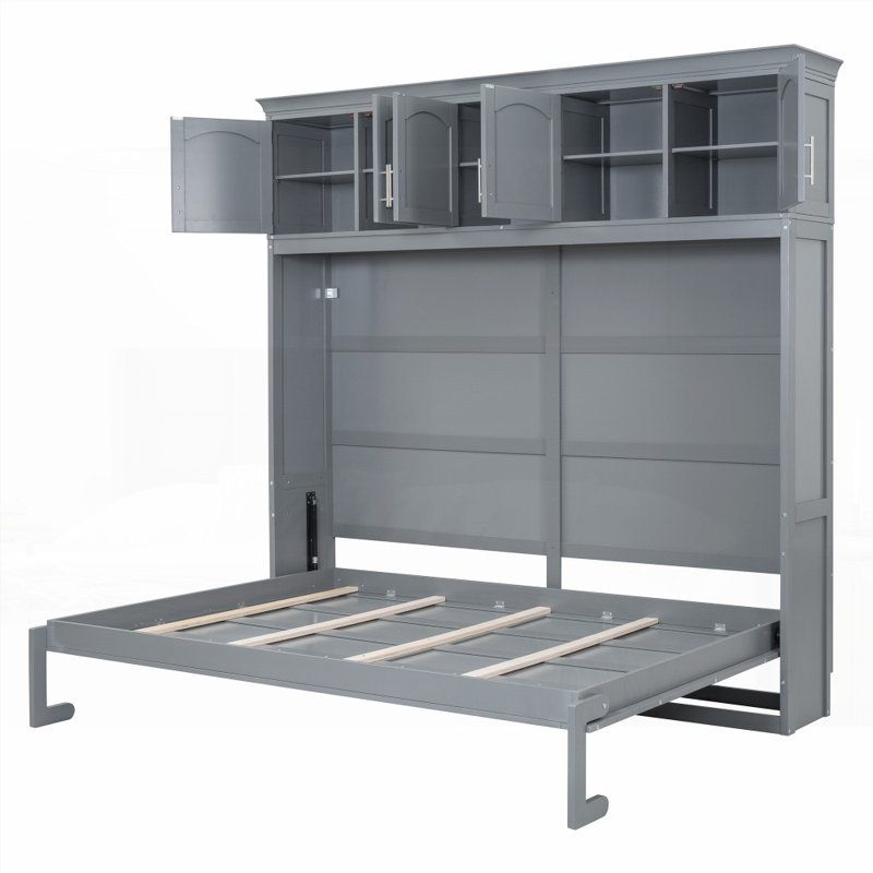 Full Size Murphy Bed Wall Bed with Top Cabinets
