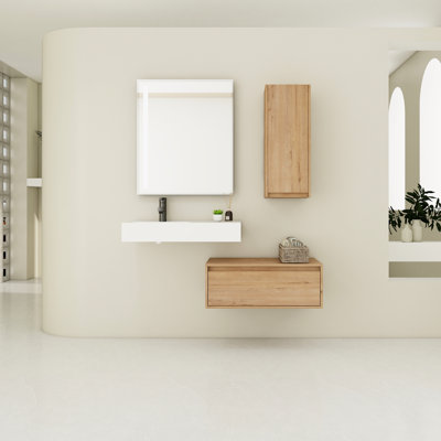 Modern Bathroom Fixture With Resin Basin And Side Storage - Functional Chic 30 Inch Vanity Elegant Choice