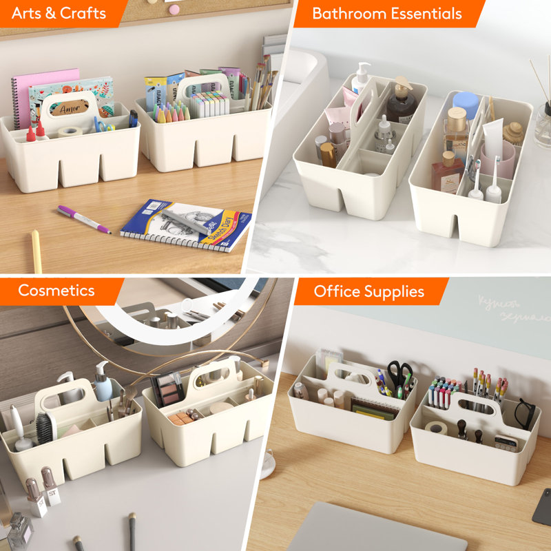 Plastic Desk Organiser, White