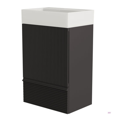 20" Striped Bathroom Vanity With Ceramic Sink, Freestanding Bathroom Cabinet For Modern Bathroom