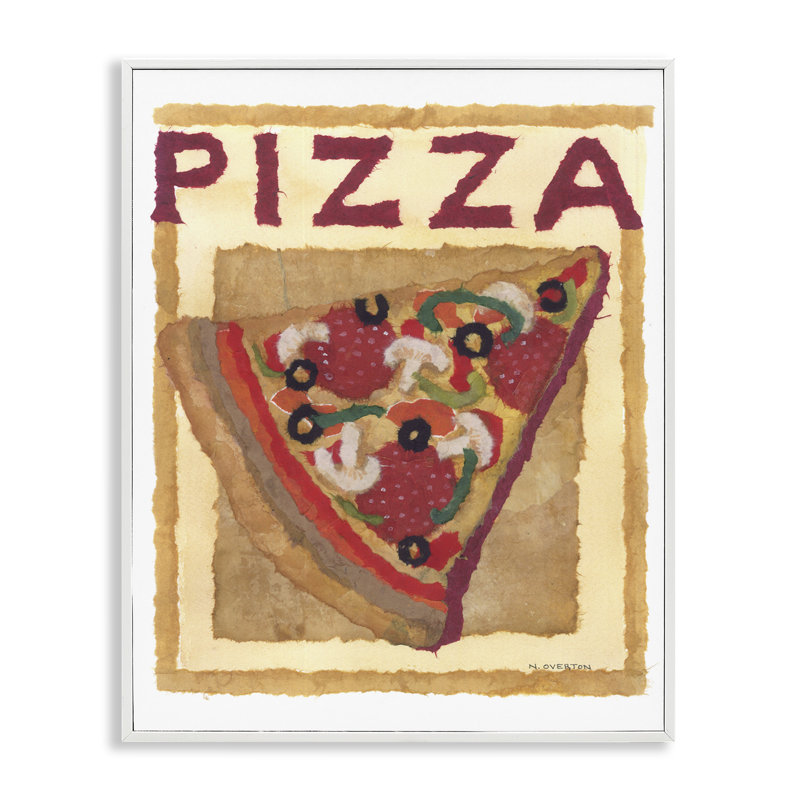 Art de style aquarelle sur pizza par Nancy Overton, Estampe numérique encadrée blanc bord de mer, H 20 po x l 16 po