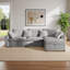Canapés modulaires spacieux en velours gris avec repose-pieds avec rangement, canapé moderne en forme de L pour la maison