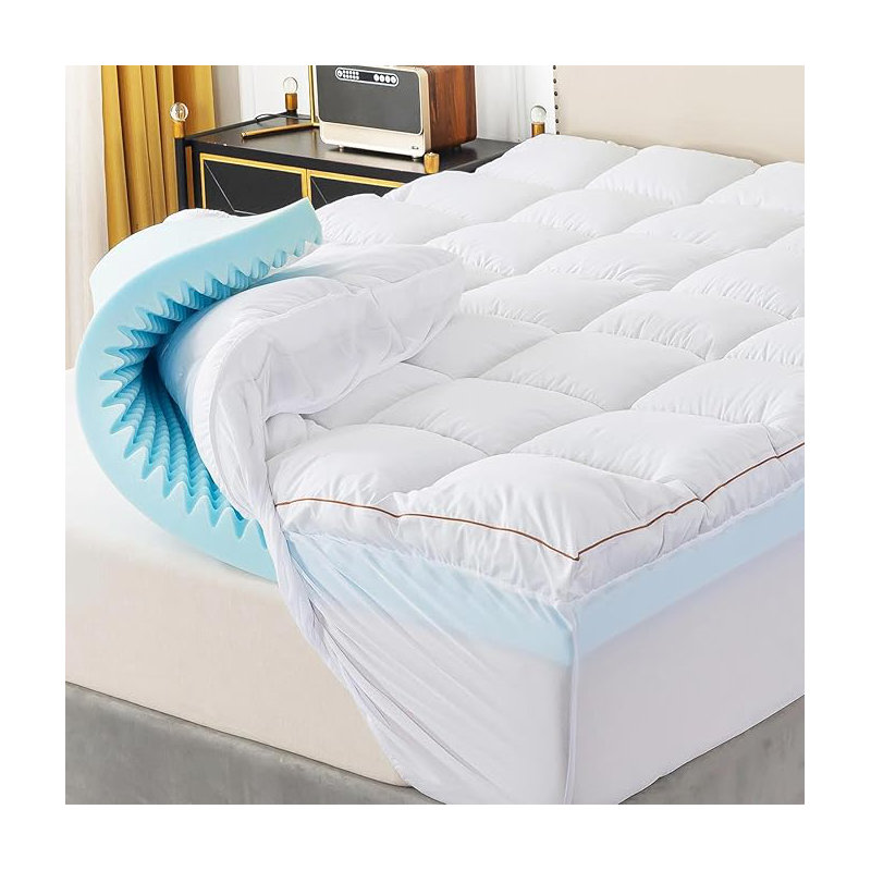 Surmatelas en caisse d'œuf souple avec housse respirante, Lit double