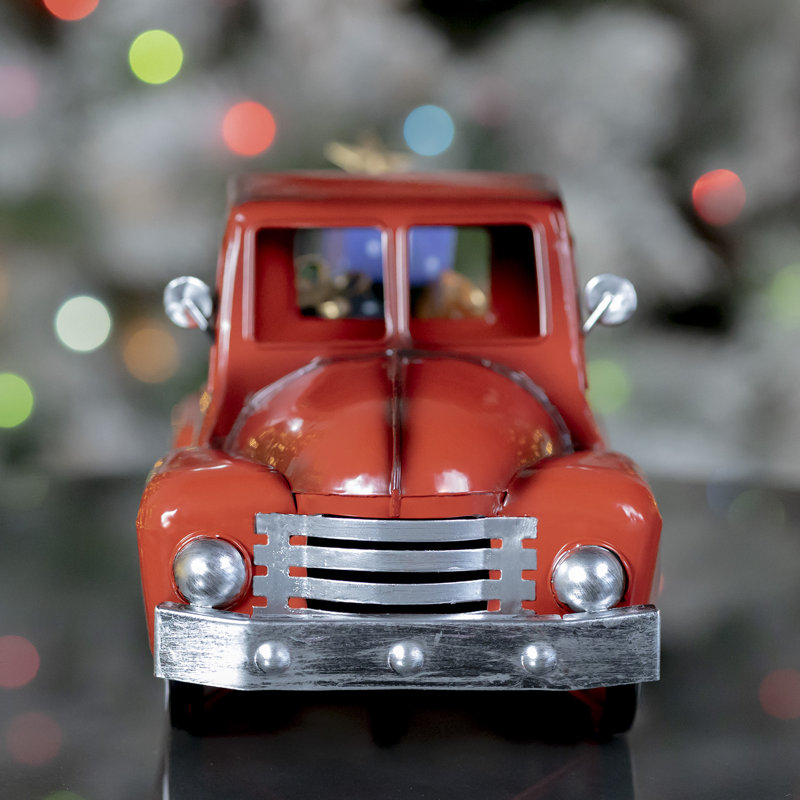 Mini camion avec arbre de Noël et cadeaux, Rouge brillant