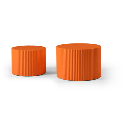 MDF Nesting Table Set Of 2,Handcraft Round Coffee Table For Living Room/Leisure Area, Orange by Latitude Run