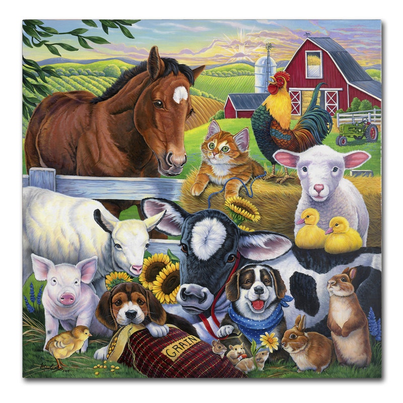 « farm friends », impression sur toile tendue, H 24 po x l 24 po x P 2 po