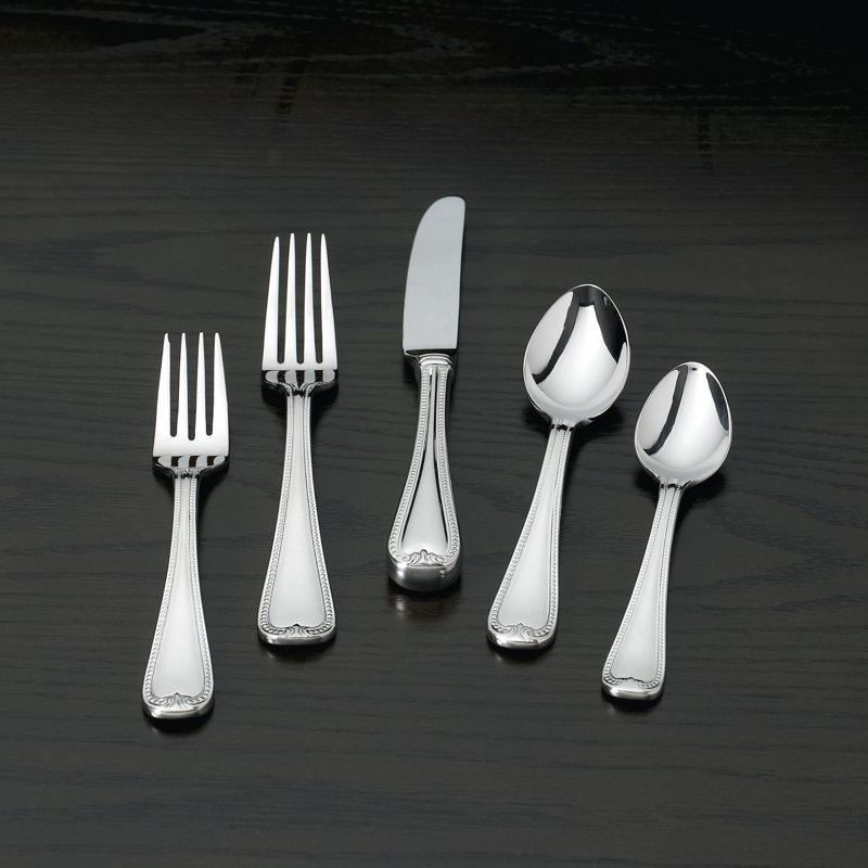 Vintage Jewel 5 Piece 18/10 Stainless Steel Flatware Set, Service for 1, Mirror Polished