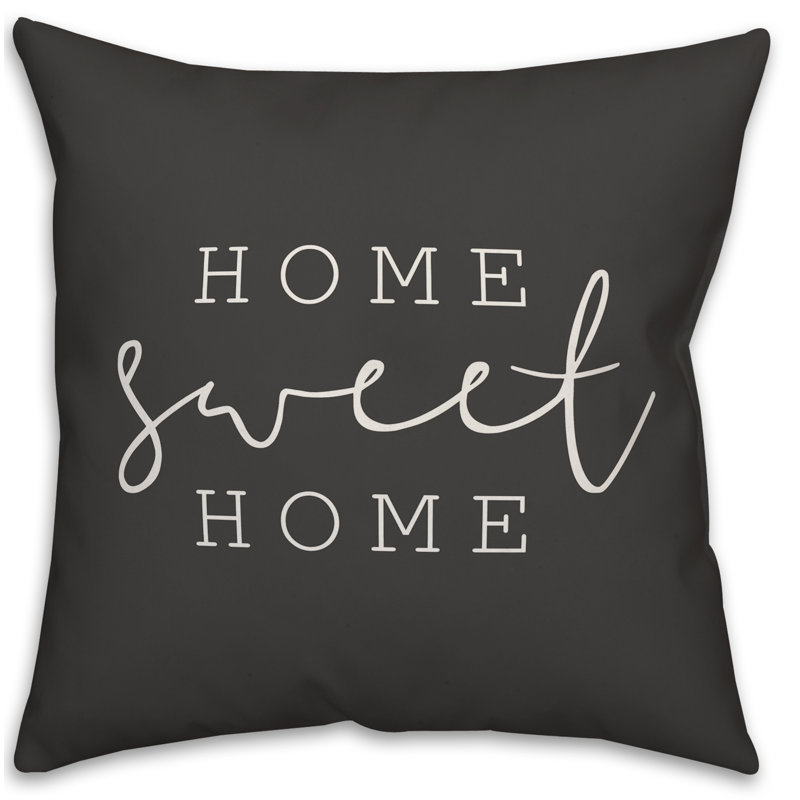 Textual Outdoor Throw Pillow, 18" H x 18" W, Black/White