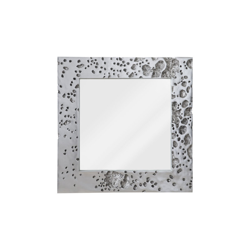 Transitional Square 39'' Silver Leaf Beveled Wood Accent Mirror