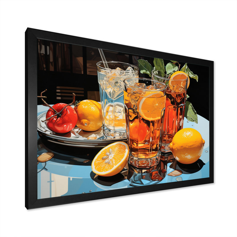 Cocktail Symphony III sur impression sur toile, Cadre simple noir, H 16 po x l 32 po x P 1 po
