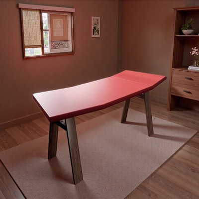 Red Saddle Leather Ash Wood Writing Desk