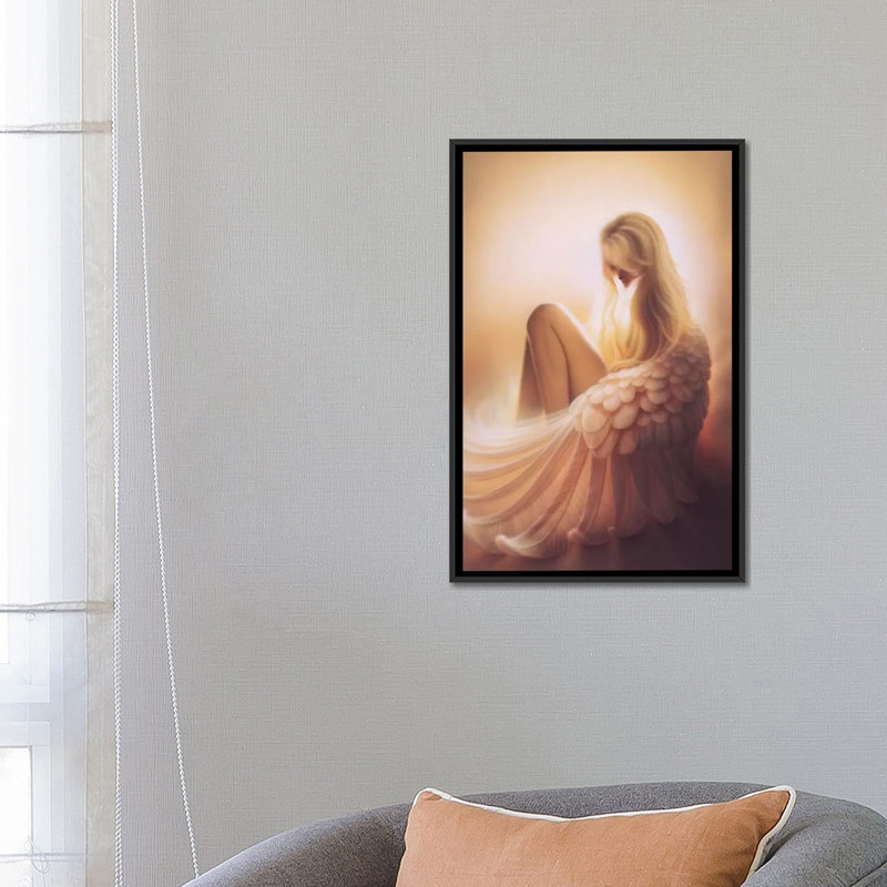 « angelic », impression sur toile, H 26 po x l 18 po x P 1,5 po, Toile avec cadre noir, Pas de tapis
