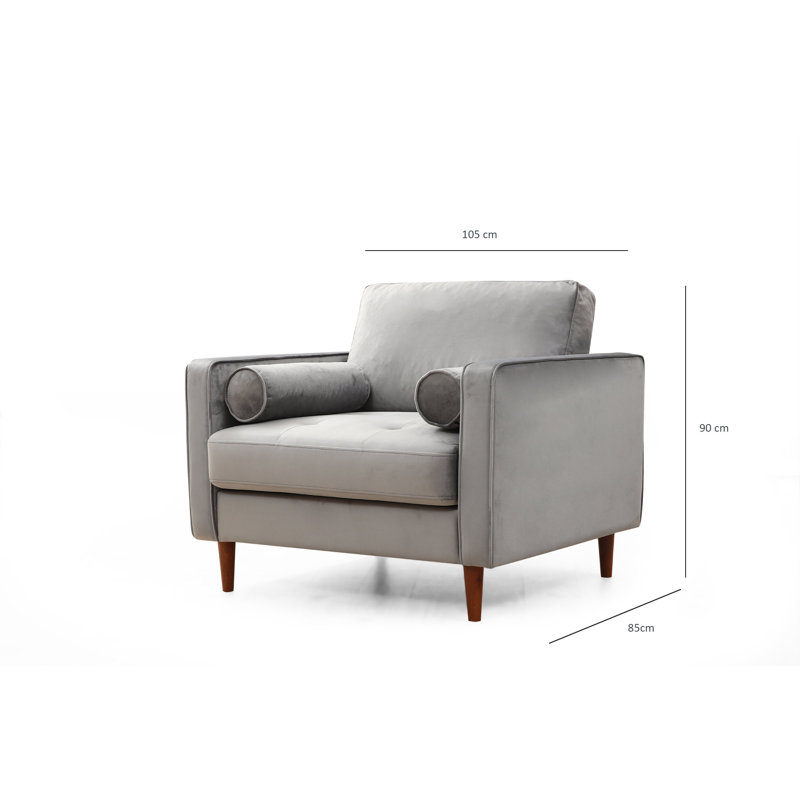 Elegant Wing Chair with Beech Wood Frame, Light Grey Fabric, 41.3 x 33.5 x 35.4 inches | 100% Polyester Upholstery, 8 cm & 5 cm High-Density Foam, Includes 2 Pillows | Perfect for Scandinavian & Hotel Décor