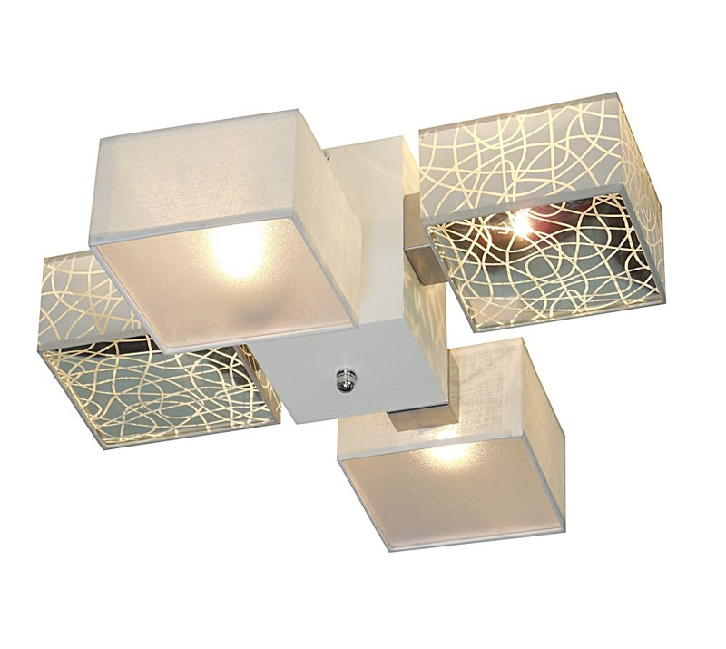 Miranda Semi Flush Mount, Light Brown, Silver/White