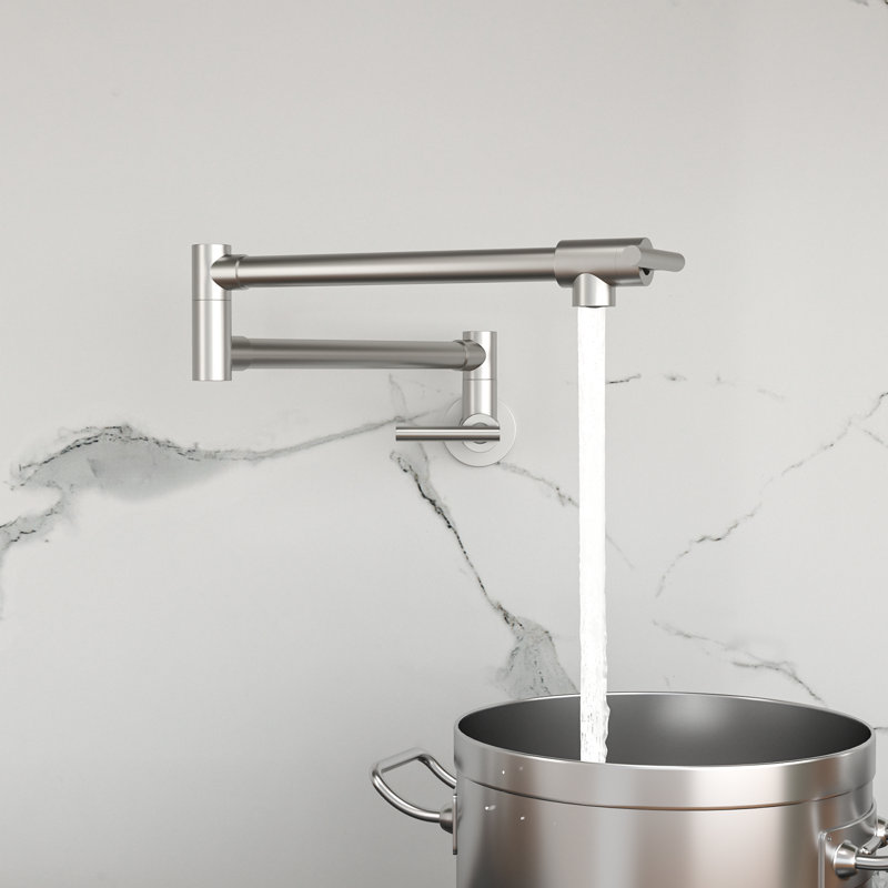 Mocoloo Wall Mount Swing Arm Folding Pot Filler Kitchen Faucet, Brushed Nickel