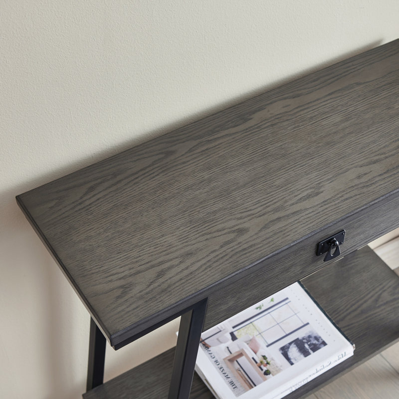 Mission Solid + Manufactured Wood Empiria Hall Console, Gray/Matte Black