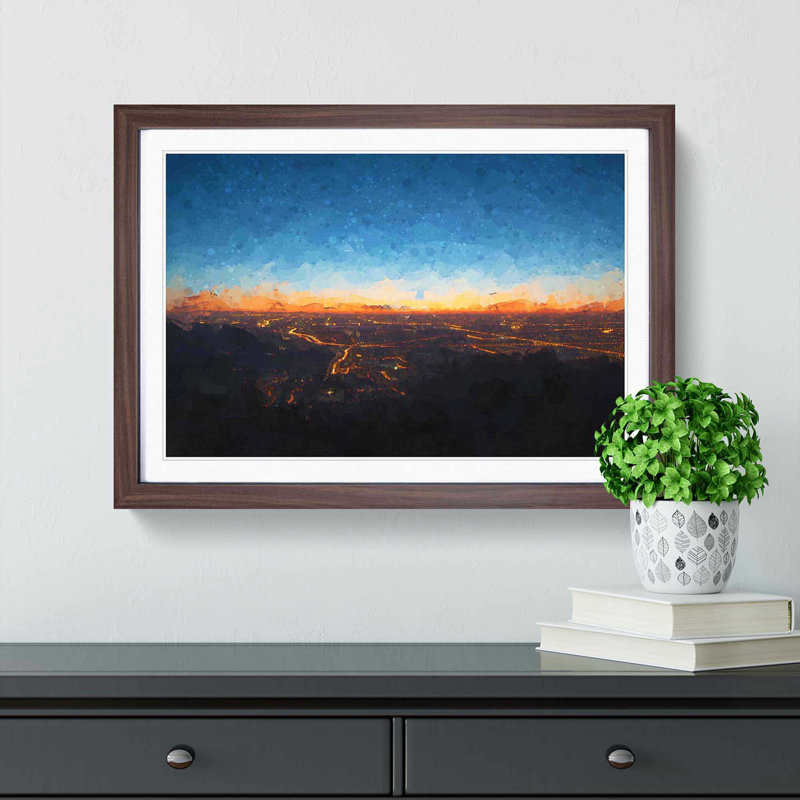 Beijing Skyline in China in Abstract - Picture Frame Graphic Art Print, Walnut Framed, 27cm H x 36cm W x 2cm D