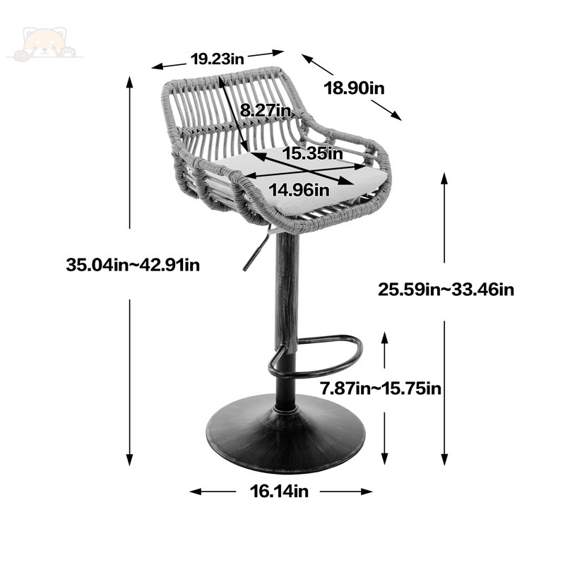 Gallinas 19.29'' Wide Swivel Armless with Footrest, Orange