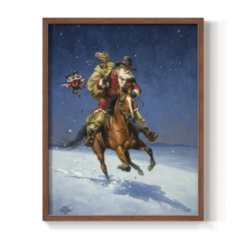 «Midnight Rider», reproduction encadrée - bois massif, Noyer, H 21 po x l 17 po