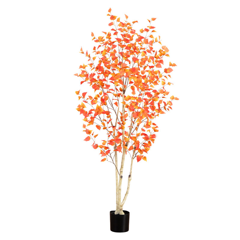 Autumn Birch Artificial Fall Tree, 84" H x 32" W x 32" D